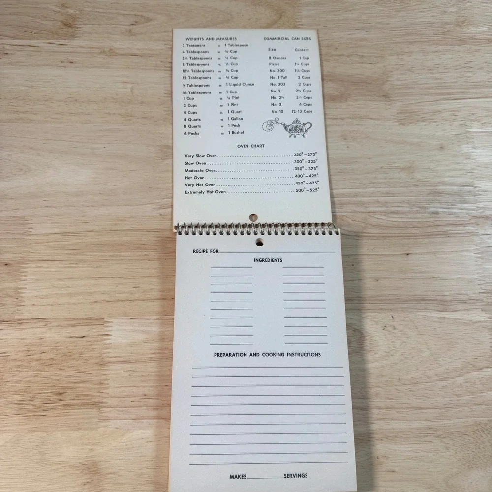 Vintage Montag My Recipe Book Kitchen Spiral Bound Blank Pages - 80 Sheets